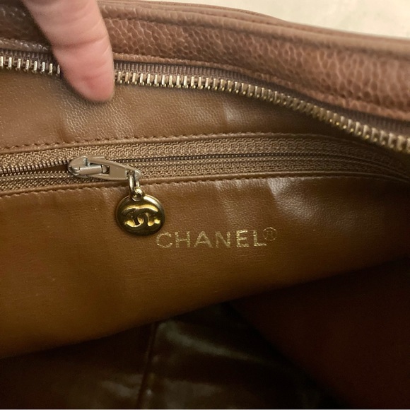 Authentic CHANEL Caviar Hobo Shoulder Bag - Cognac Brown - Picture 12 of 16